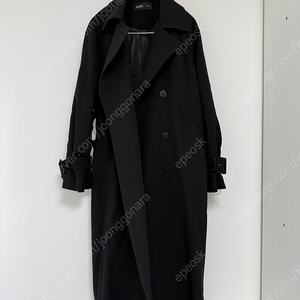 미쏘 더블 롱 트렌치코트 블랙 s