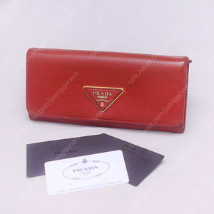 프라다 (PRADA) 삼각로고 사피아노 플랩 장지갑 미니 클러치 (레드)