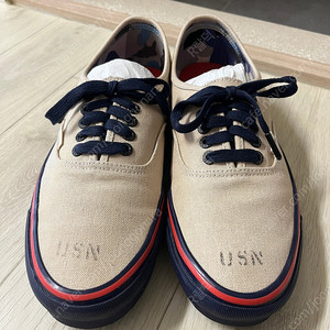 Vans Vault x Nigel Cabourn OG Authentic LX Worn White Navy US10.5 285사이즈 반스볼트 나이젤카본,더블탭스,어센틱