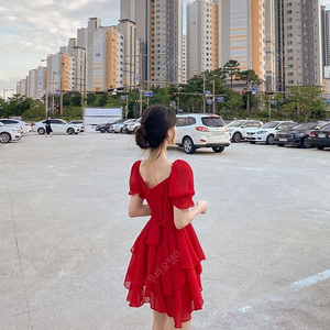 레드 쉬폰 청순섹시 원피스/데이트룩/여친룩/데일리룩/여행룩(무료배송)