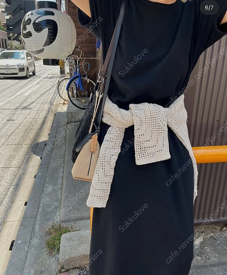 위꼬모 니트 원피스 블랙 아이보리 이미지