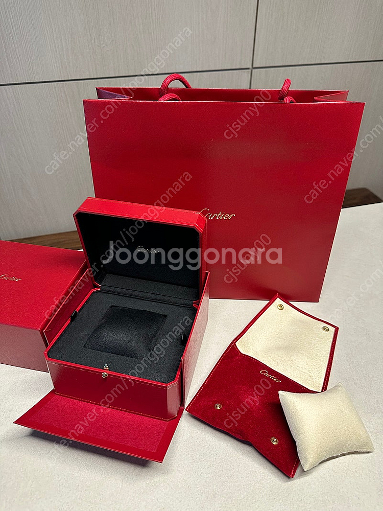 까르띠에 시계박스,쇼핑백,파우치(+쿠션) 일괄--0