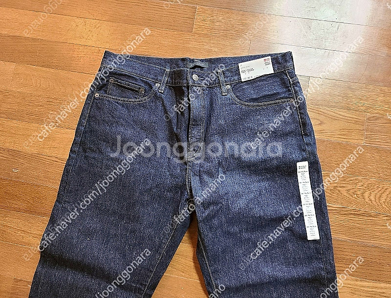 유니클로(UNIQLO) 레귤러핏 테이퍼드 생지데님, 청...--0