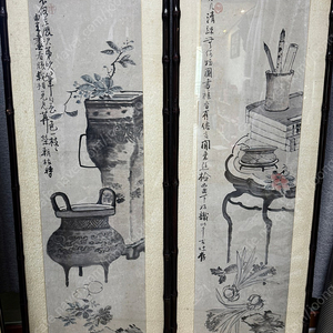 심전 안중식 기명절지도 대련 판매합니다 동양화
