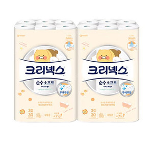 크리넥스 3겹 화장지 순수소프트 30m 30롤 2팩 32000원 팝니다