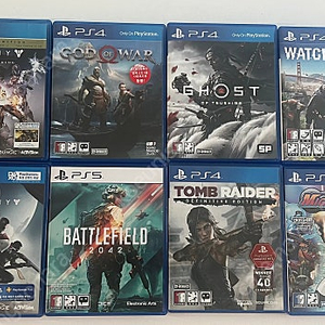 PS5 배틀필드 2042, PS4 갓오브워, 사무라이 쇼 다운, 데스티니 1,2, 고스트 오브 쓰시마, 왓치독스2, 파이널판타지, 드래곤볼파이터즈, 툼레이더, 마이티넘버나인, 드래