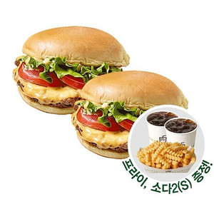 쉐이크쉑 쉑쉑버거 Shack 베스트 세트(쉑버거2개+프렌치프라이+소다음료S잔]