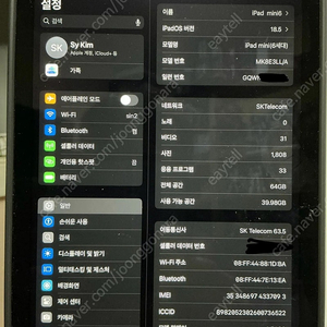 아이패드미니6 64g 퍼플 셀룰러 팔아요