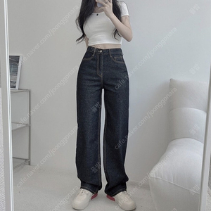 블림핏 블림진 생지 흑청 롱 와이드 팬츠 자체제작 xs