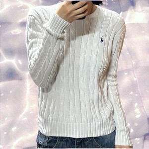 폴로 랄프로렌 신형 케이블 꽈배기 니트 화이트 L