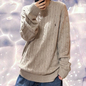 폴로 랄프로렌 신형 케이블 꽈배기 니트 오트밀 브라운 XL