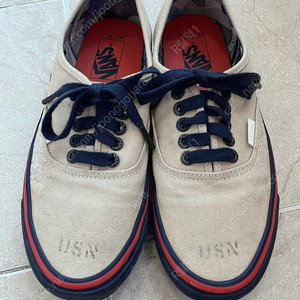 Vans Vault x Nigel Cabourn OG Authentic LX Worn White Navy US8 260 반스볼트 나이젤카본 어센틱,더블탭스,Wtaps