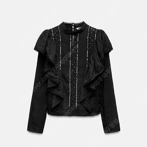 (새상품) 자라 zara 블랙 레이스 블라우스 XS