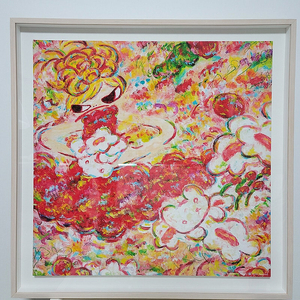 록카쿠 아야코 전시회 한정판 반다나 패브릭 표구 액자 / Ayako Rokkaku 로카쿠 아야코