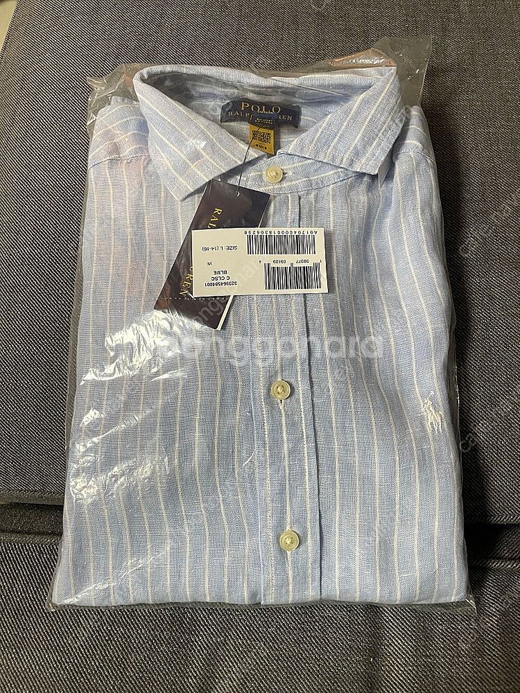 폴로 보이즈 스트라이프 린넨 셔츠 L--0