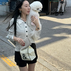 뮤제라 불규칙 리브 카라 가디건 +나시 세트