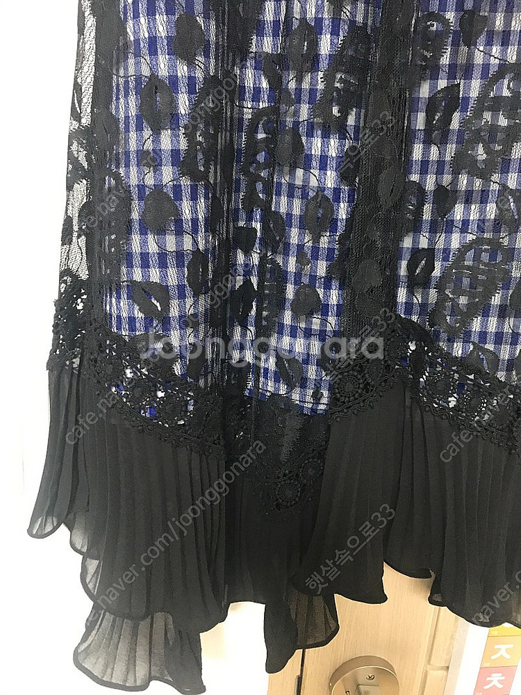 에고이스트 청량감 격자무늬 블랙 레이스 스커트--0