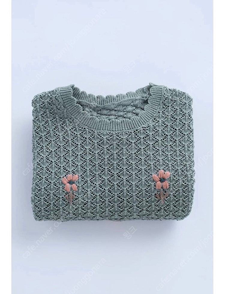 자라 자수플라워니트 티셔츠 6y--2