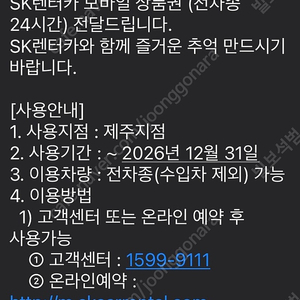 sk렌터카 제주지점 24시간 렌트카 무료쿠폰 판매