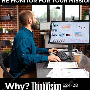 사용감 없는 레노버 Think vision 23.8인치 스위블 & 틸트 가능 모니터_복수 할인