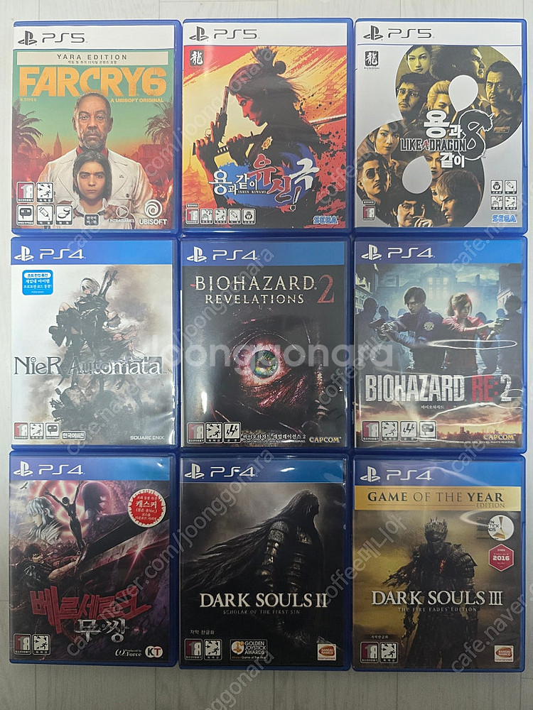 PS4,5 용과같이8,유신극, 파크라이6, 다크소울2,...--0