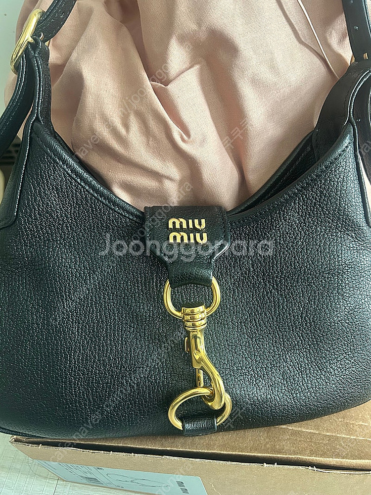 미우 미우 마드라스 가죽 호보백 블랙 Miu Miu M...--2