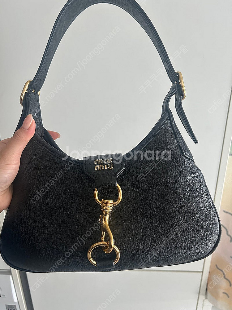 미우 미우 마드라스 가죽 호보백 블랙 Miu Miu M...--5