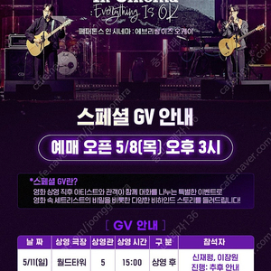 페퍼톤스 인 시네마 -GV, 무대인사 1석 (롯데시네마 월드타워)
