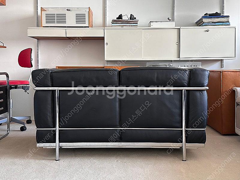 Cassina lc2 2seater black leat...--1