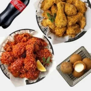 BHC 뿌링클 양념치킨 치즈볼 콜라