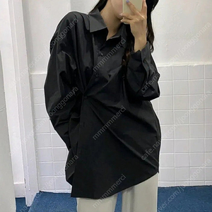 오버핏 투웨이 랩 셔츠 스트랩 코튼 남방 - 블랙