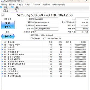 삼성 MLC SSD 860PRO 1TB 팝니다 컨디션 최상 99%