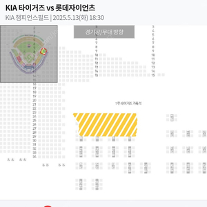 5/13(화) KIA 기아 vs 롯데 타이거즈 가족석(6인)