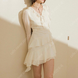 오앨 ASYMMETRIC RUFFLE MINI DRESS_IVORY