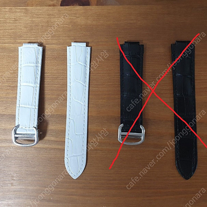 (추가인하) 까르띠에 발롱블루 42미리 42mm 용 가죽 밴드 레더 스트랩(디버클 포함) 블랙 검정 화이트 흰색 cartier