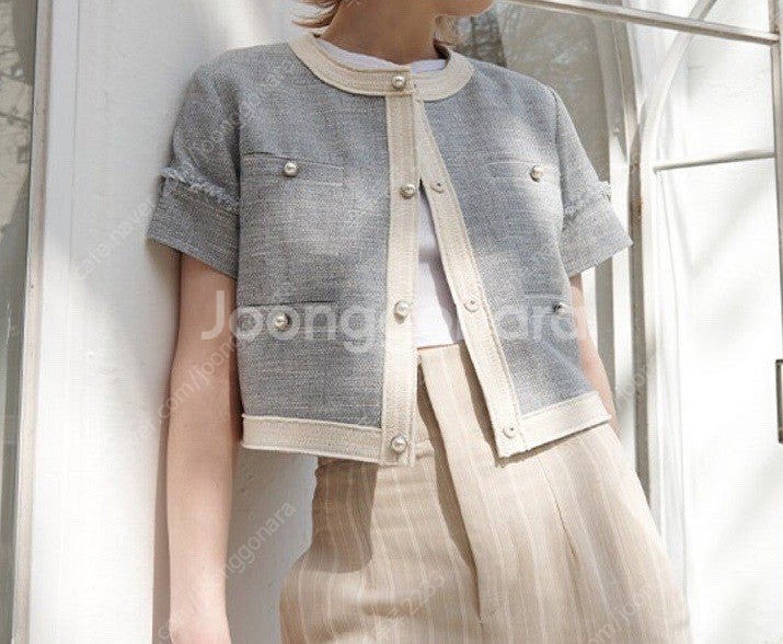 프론트로우 트위드 Summer tweed cropped...--6