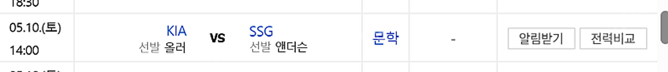 5/10(토) 더블헤더 1차전 SSG랜더스 vs 기아 ...--0