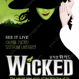 위키드 내한 공연 7월 29일 VIP 17열 통로 2연석 정가양도