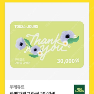 뚜레쥬르3만원 교환권->24000원