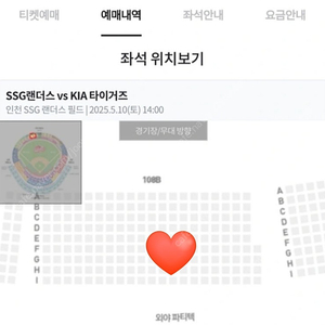 5/10 DH1차 ssg vs 기아 3루 외야 2연석 정가이하 양도