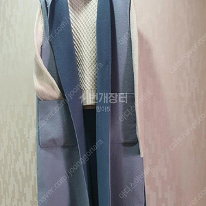티렌 파스텔 블루 양면 롱 베스트 55~66