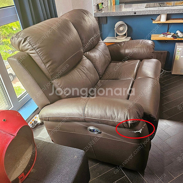 전자동 2인 소가죽 리클라이너 소파--3