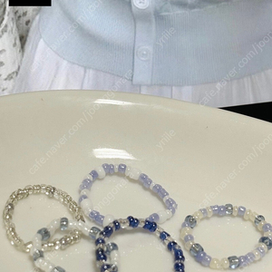 에이블리 st 블루 비즈반지 목걸이 세트