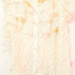 레이스 연노랑 블라우스 새상품 - 프리 사이즈, 6,000원