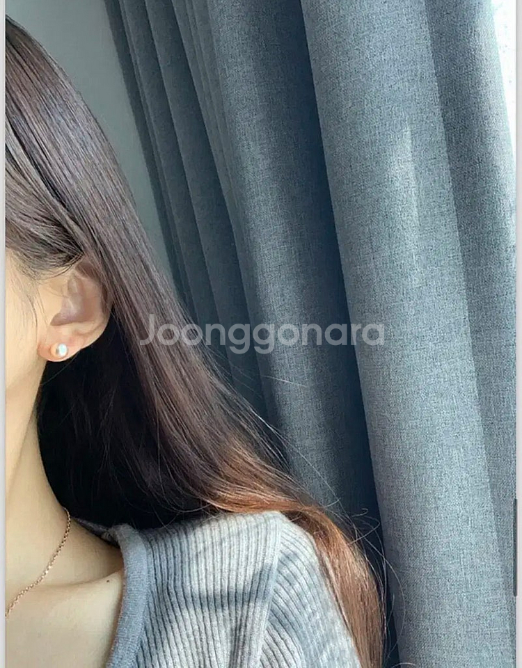 14k 8-8.5mm 유색 살구빛 담수진주 귀걸이--2