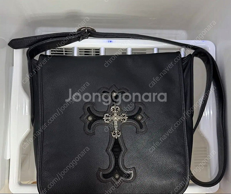 크롬하츠 풀 레더 라지 필리그리 펜던트 가죽패치 크로스...--0