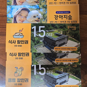 강아지숲 입장권 성인2+강아지1+식사음료할일권포함 x 2세트