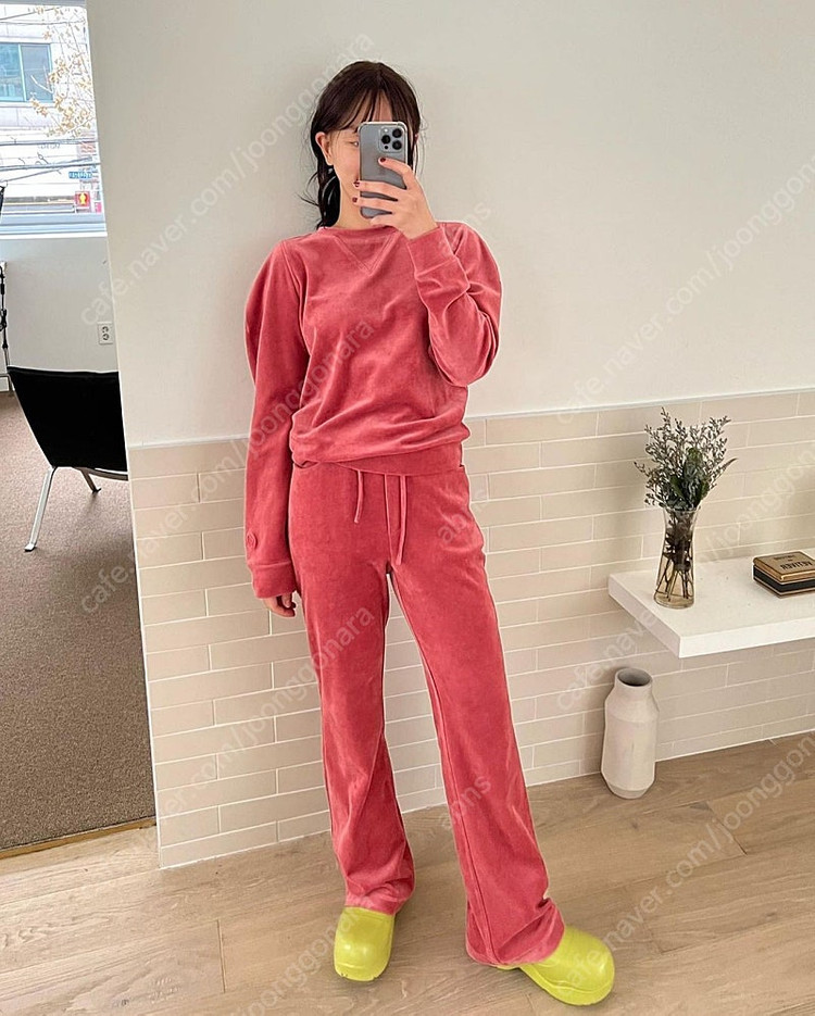 비아드젠 cozy daily soft velour set-up 핑크 M사이즈 벨루아 셋업 트레이닝 셋업 판매합니다 이미지