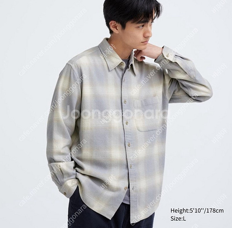 [M] 유니클로 23F/W 플란넬셔츠 그레이--0