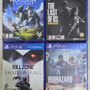 PS4 게임 4개 3만원에 팝니다. (라오어1, 바하RE:2, 호제던, 킬존)